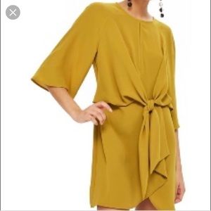 Topshop Tie Front Minidress in Mustard